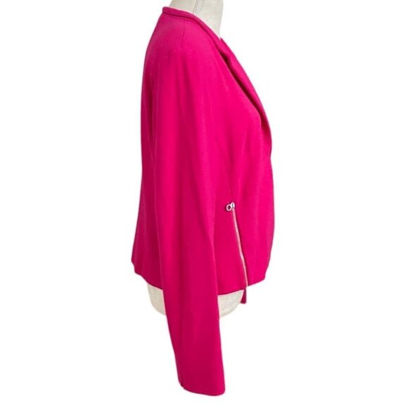 RIANI FUCHSIA PINK CREPE NOTCHED LAPEL BLAZER JACKET - 10 - Picture 2 of 10